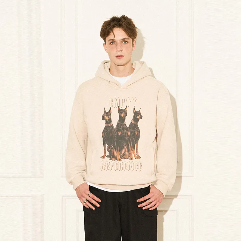 EMPTY REFERENCE Doberman Series Sweatshirt Unisex Beige-3