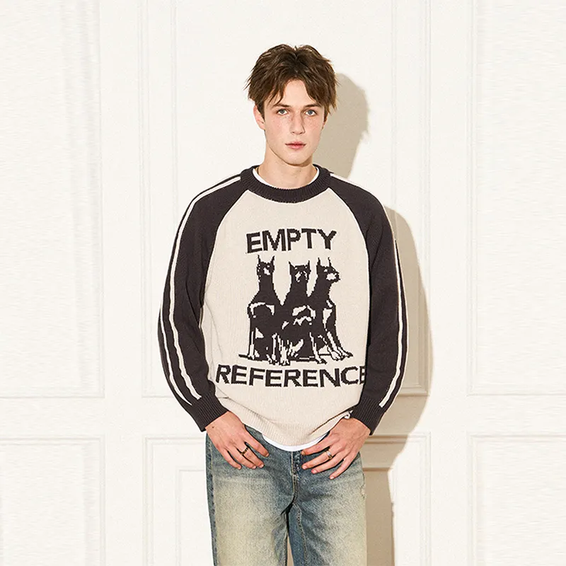 EMPTY REFERENCE Doberman Series Sweaters Unisex Gray Black-4