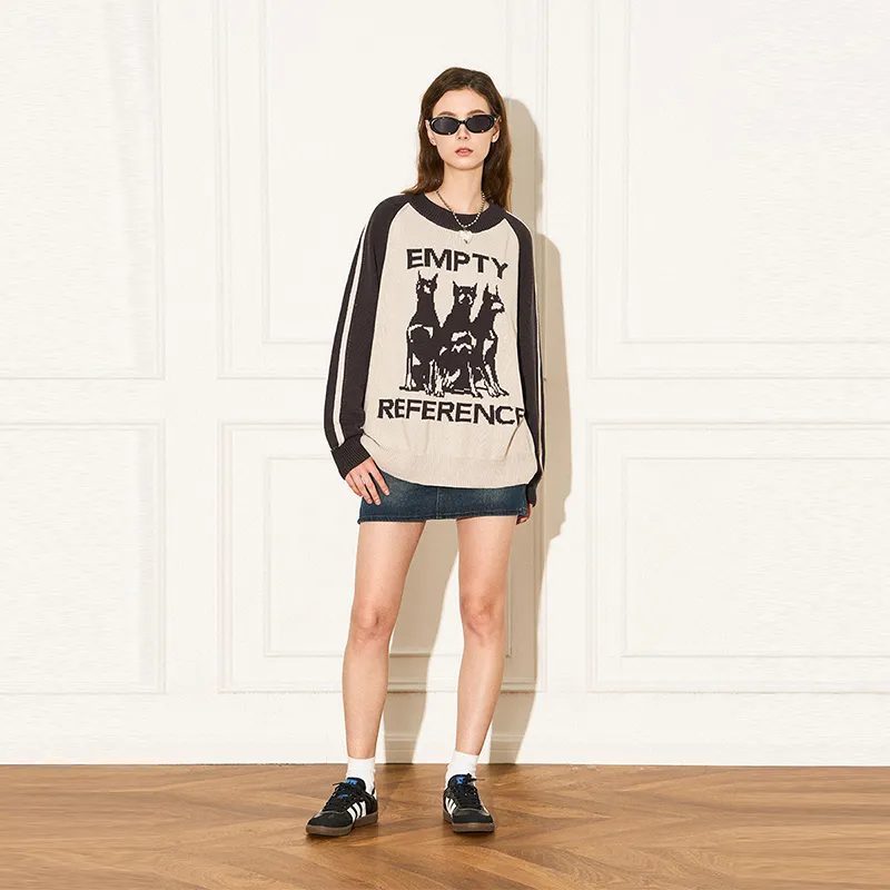EMPTY REFERENCE Doberman Series Sweaters Unisex Gray Black-2