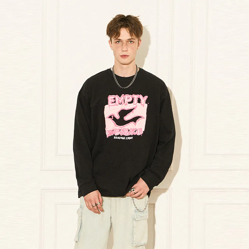 EMPTY REFERENCE Long Sleeved T Shirts Unisex Black-4