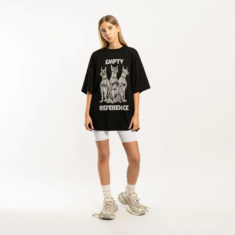 EMPTY REFERENCE Doberman Series Short Sleeved T Shirts Unisex Black-3