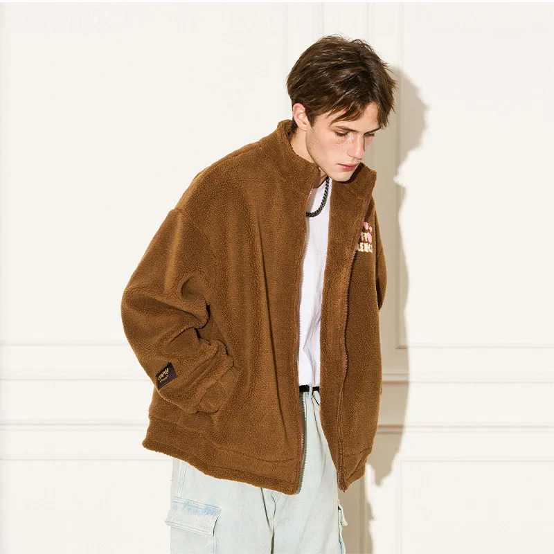 EMPTY REFERENCE Zip Up Jackets Unisex Brown-5