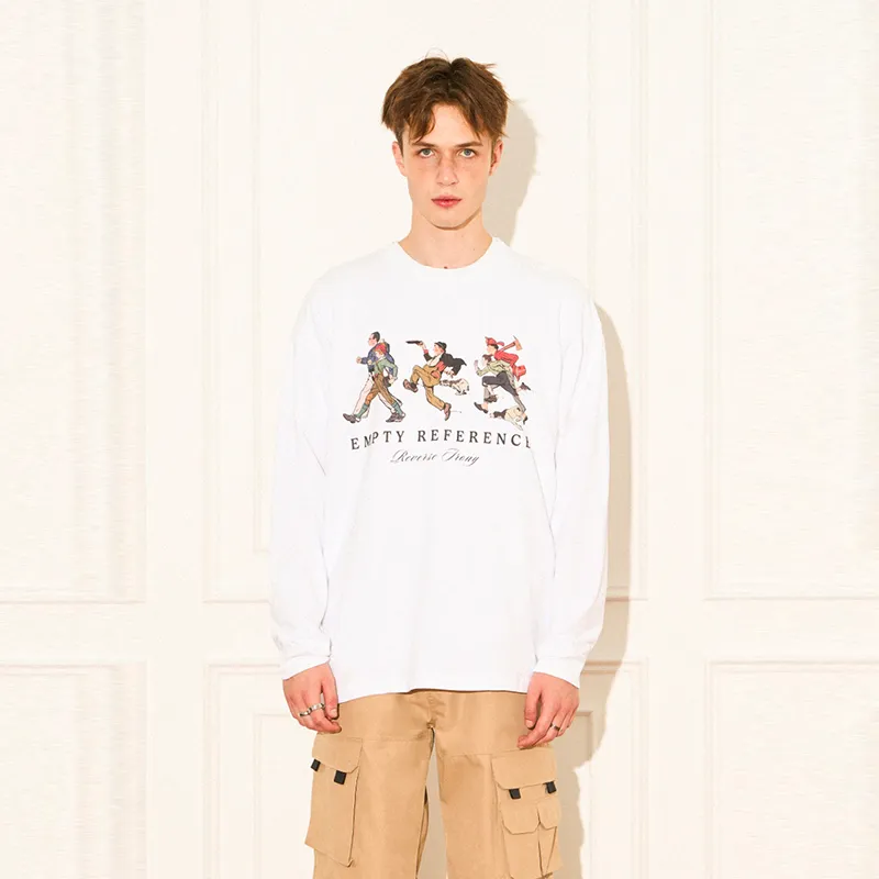 EMPTY REFERENCE Long Sleeved T Shirt Unisex White-2