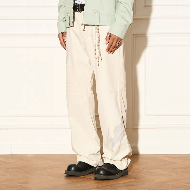 EMPTY REFERENCE Casual Pants Unisex Gray White-5
