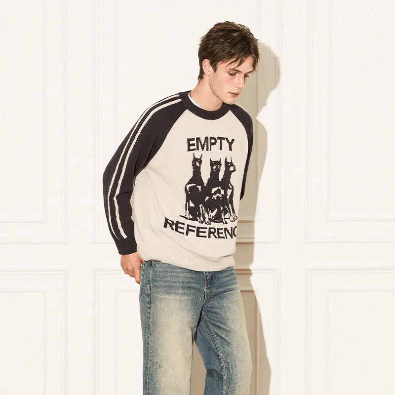 EMPTY REFERENCE Doberman Series Sweaters Unisex Gray Black-5