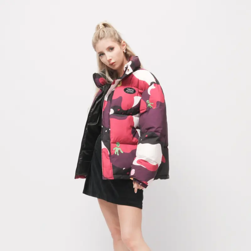 EMPTY REFERENCE Puffer Jacket Unisex Rose Red-5