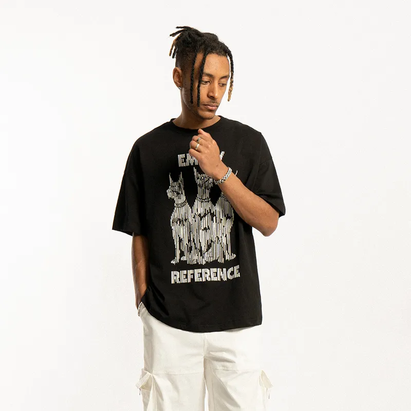 EMPTY REFERENCE Doberman Series Short Sleeved T Shirts Unisex Black-4