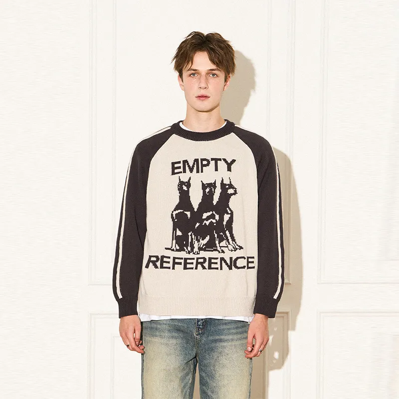 EMPTY REFERENCE Doberman Series Sweaters Unisex Gray Black-3