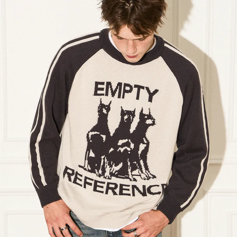 EMPTY REFERENCE Doberman Series Sweaters Unisex Gray Black-6