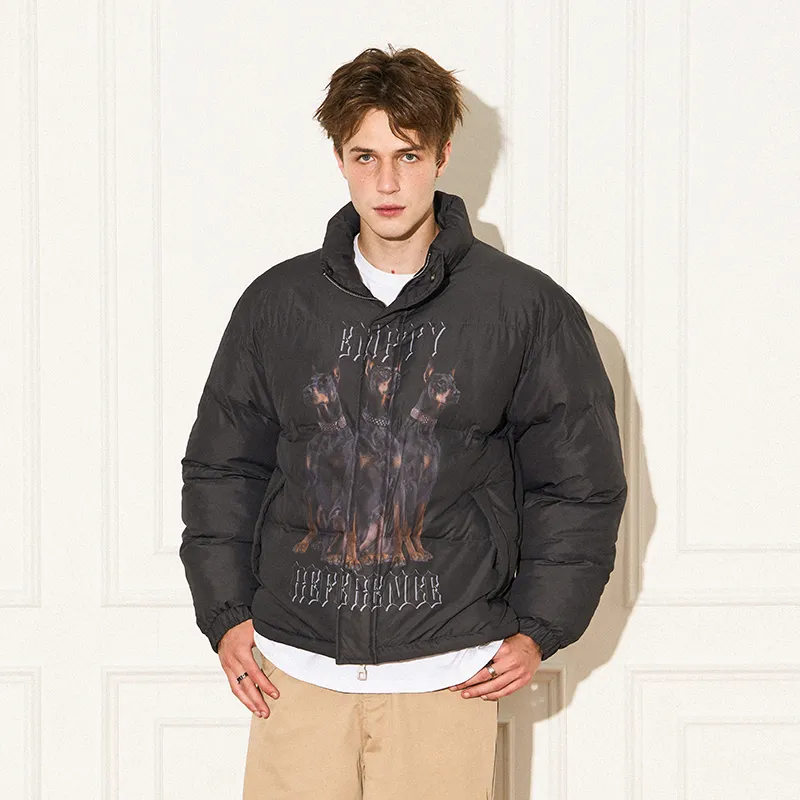 EMPTY REFERENCE Doberman Series Puffer Jacket Unisex Black-2