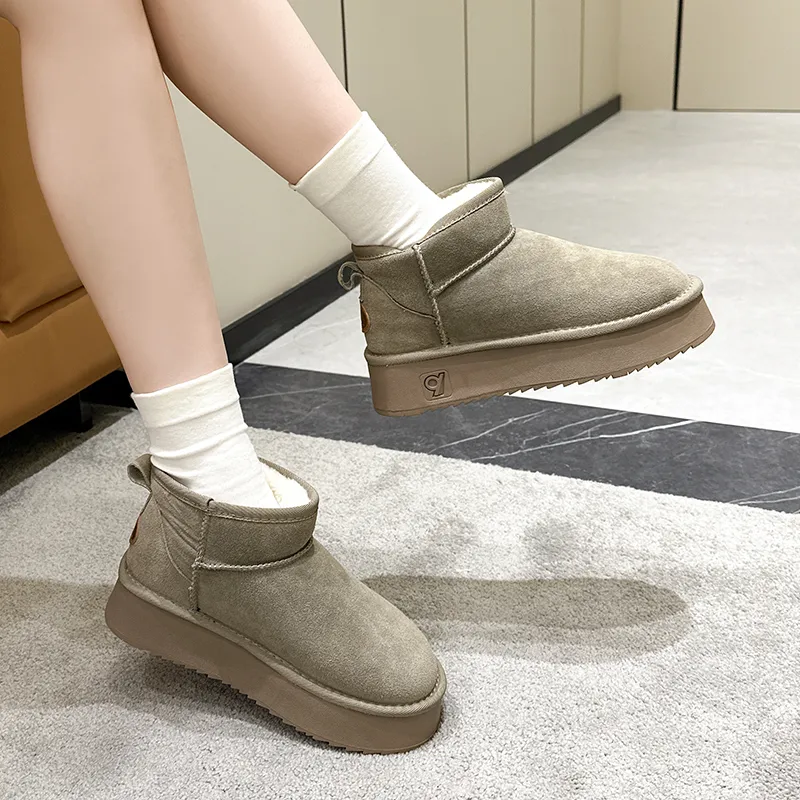 JIETEGONGYANG Warm Height Increasing Slip-Resistant Short Snow Boots 5CM Women's-9