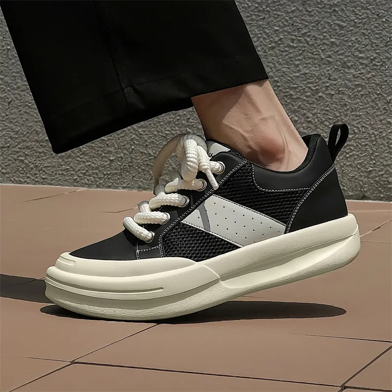 JIETEGONGYANG Lightweight Breathable Height Increasing Low-Top Skateboard Shoes Men's-3