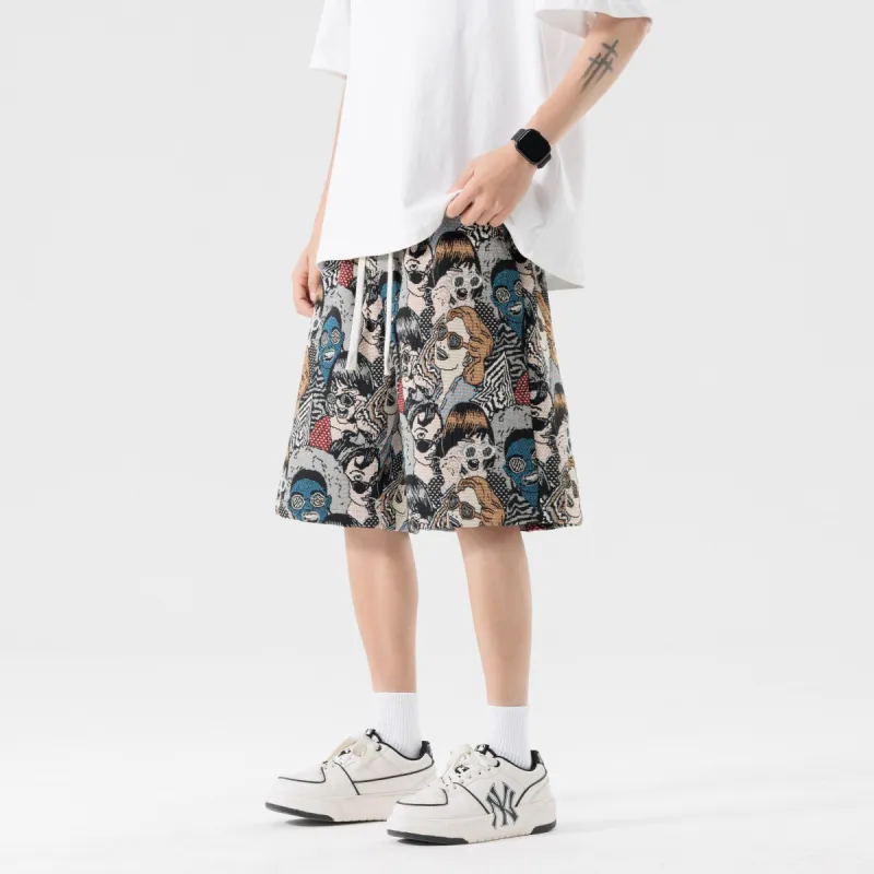 CLOR Casual Shorts Unisex Embroidery Figure-3