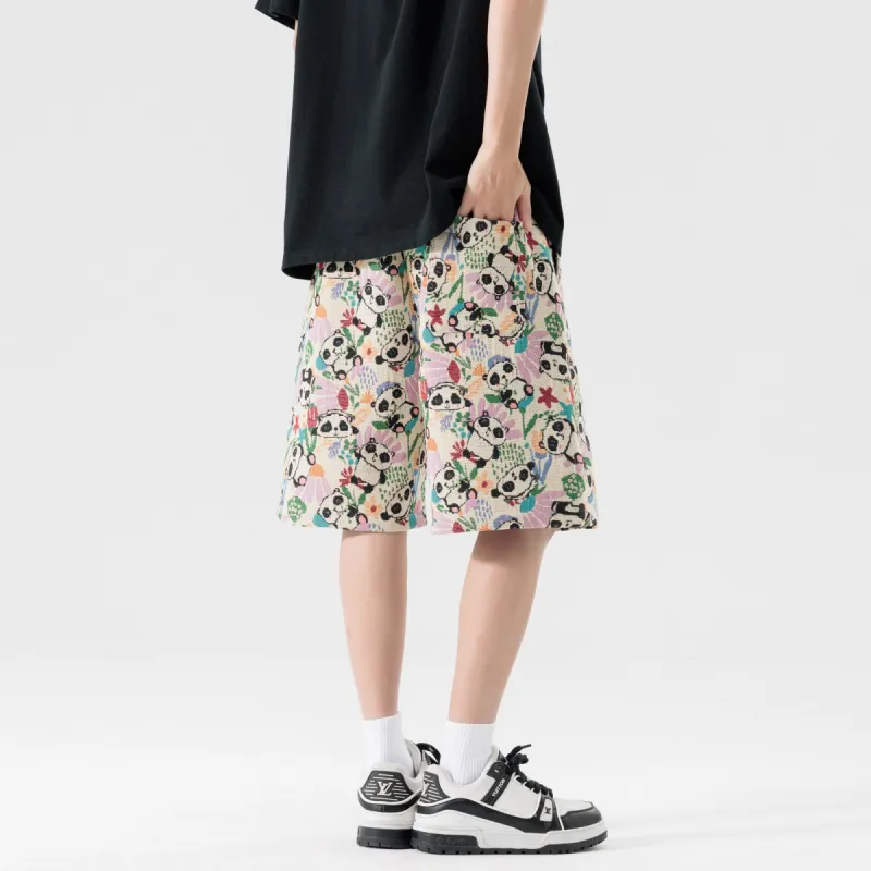 CLOR Casual Shorts Unisex Embroidery Panda-2