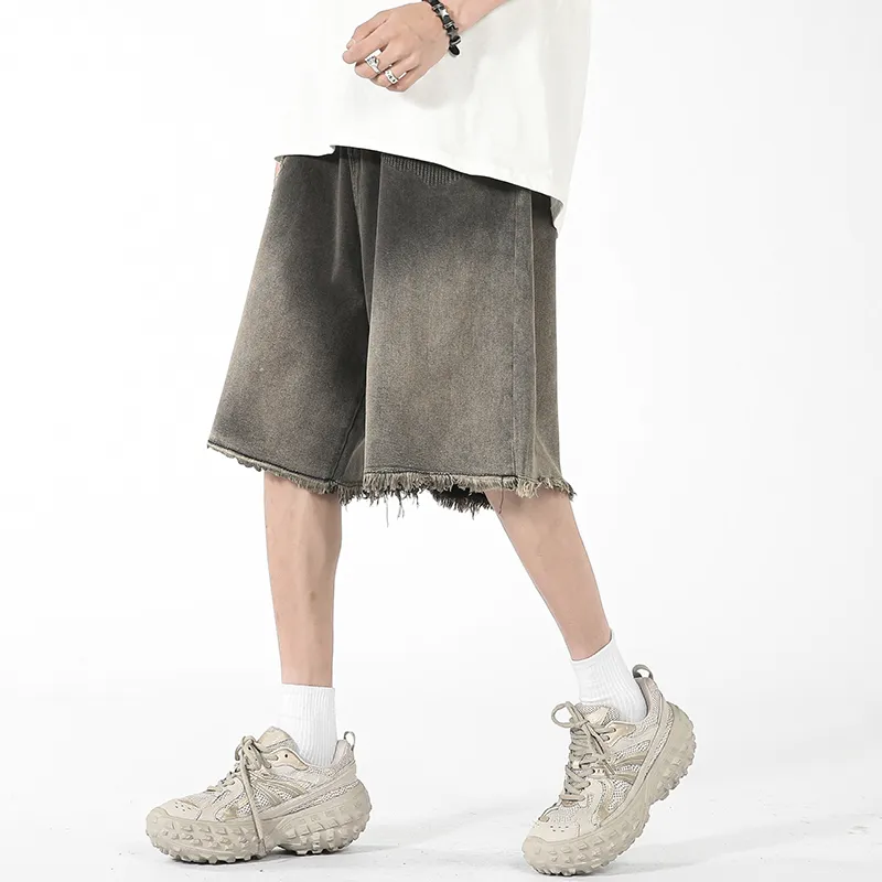 CLOR Denim Shorts Unisex Black Gray-3