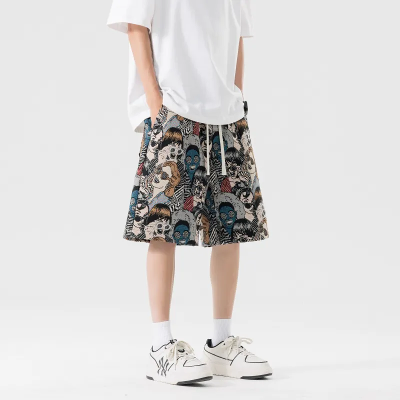 CLOR Casual Shorts Unisex Embroidery Figure-5
