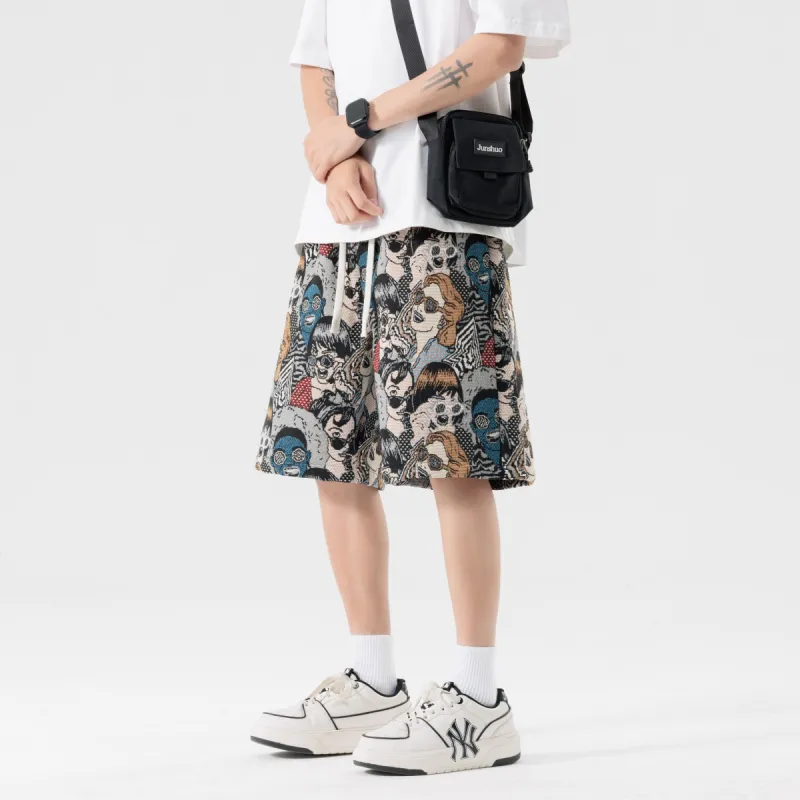 CLOR Casual Shorts Unisex Embroidery Figure-1