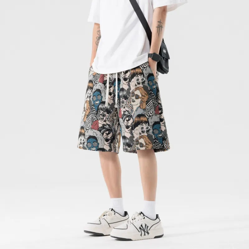 CLOR Casual Shorts Unisex Embroidery Figure-2