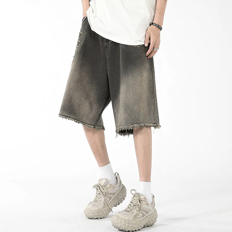 CLOR Denim Shorts Unisex Black Gray-2