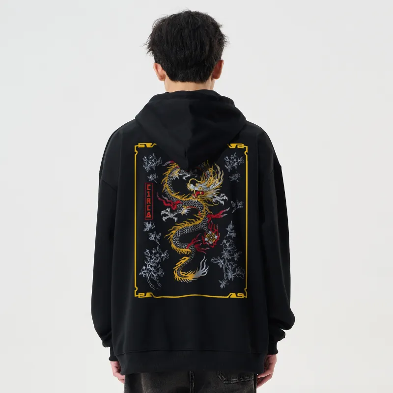 C1RCA Vintage Dragon Totem Dragon Pattern Logo Letter Classic Print Sweatshirt Unisex-12