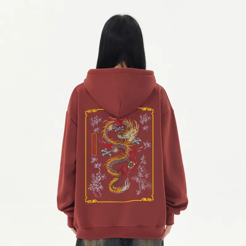 C1RCA Vintage Dragon Totem Dragon Pattern Logo Letter Classic Print Sweatshirt Unisex-17