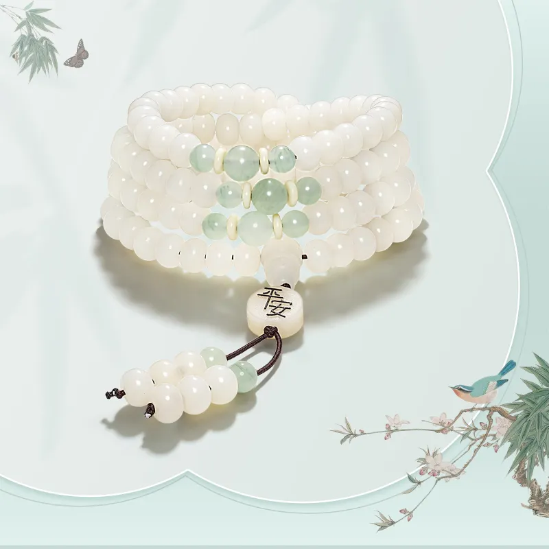 There Is You In The Long World White Jade Bodhi Bracelets Unisex-8