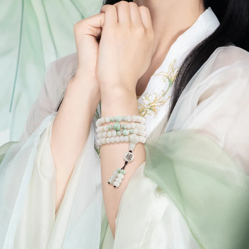 There Is You In The Long World White Jade Bodhi Bracelets Unisex-5