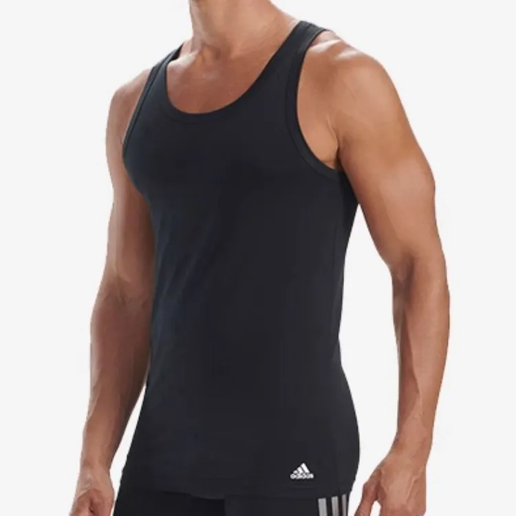 Adidas Solid Color Stretch Slim Fit Crew Neck Men's 2 Pack Black-4