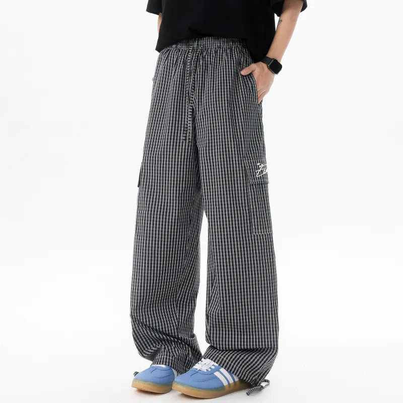 *EVAE+MOB Cargo Pants Unisex Black Plaid-1