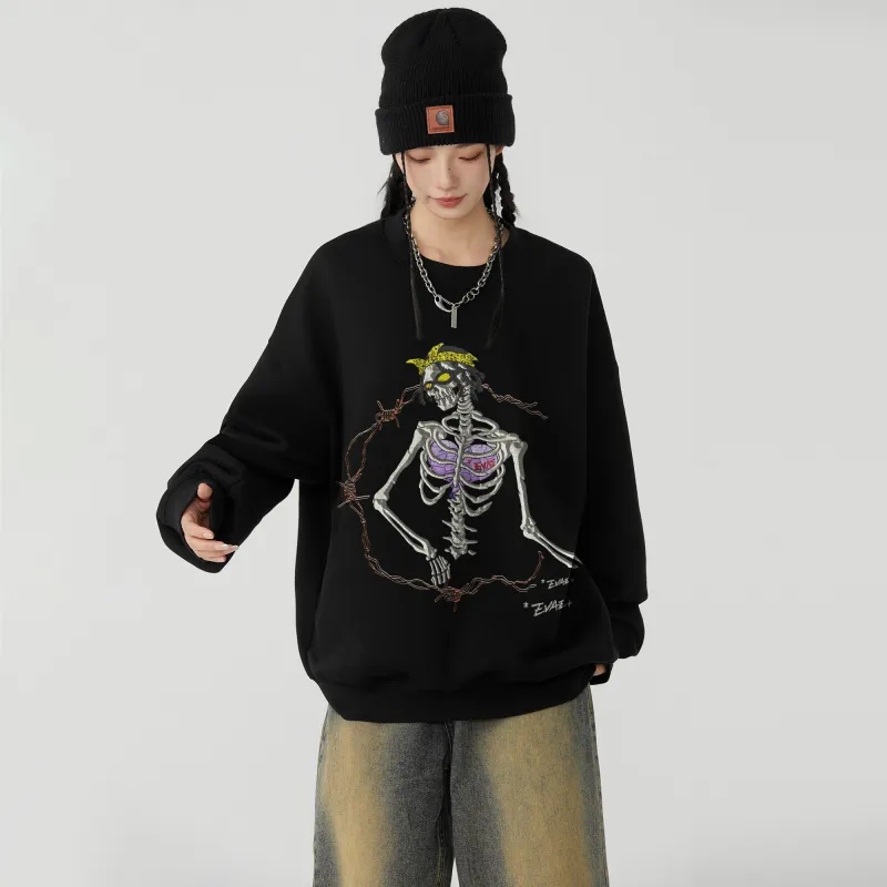 *EVAE+MOB Dreadlocks Model Skull Collection Sweatshirt Unisex-2