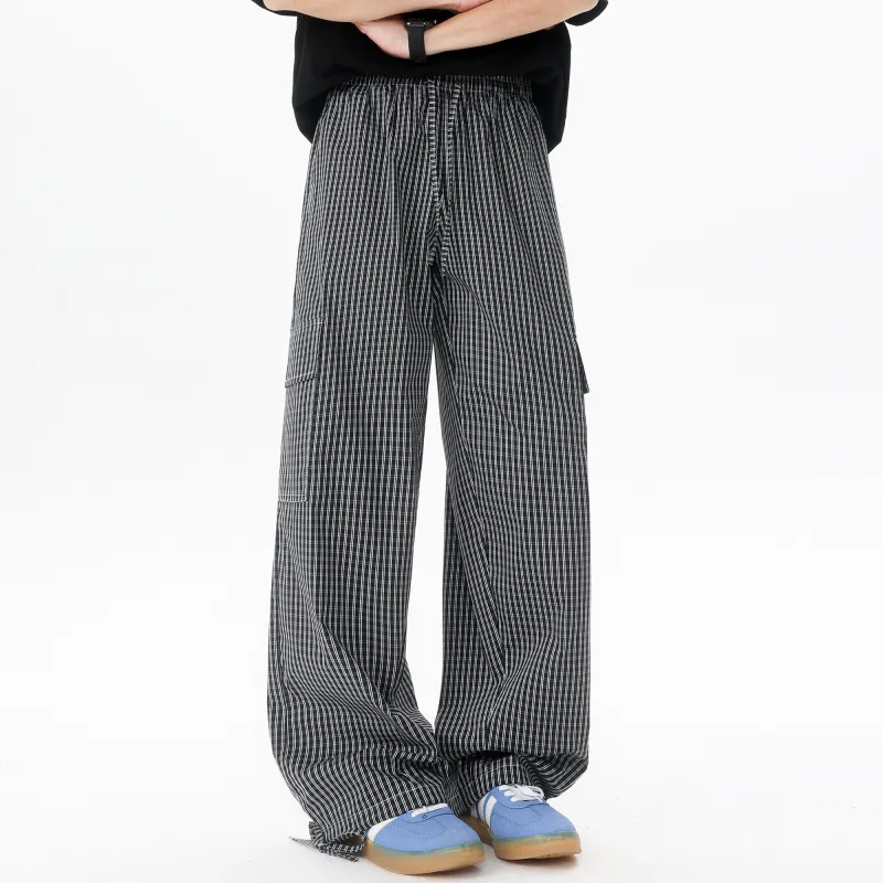 *EVAE+MOB Cargo Pants Unisex Black Plaid-3