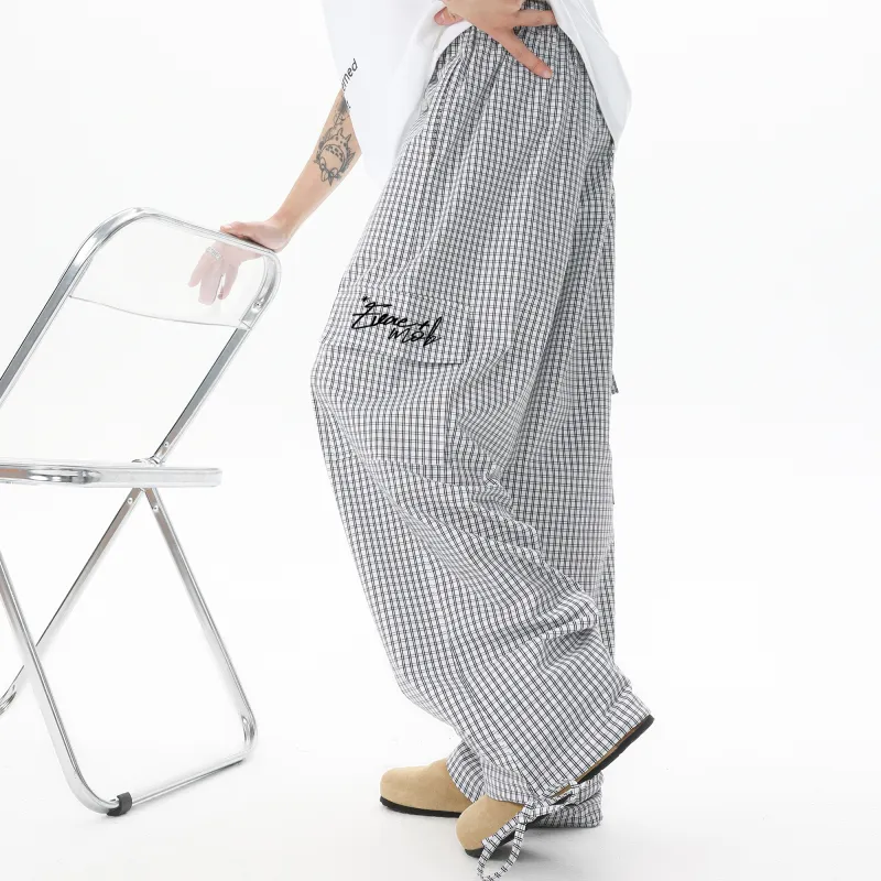 *EVAE+MOB Cargo Pants Unisex Black Plaid-6
