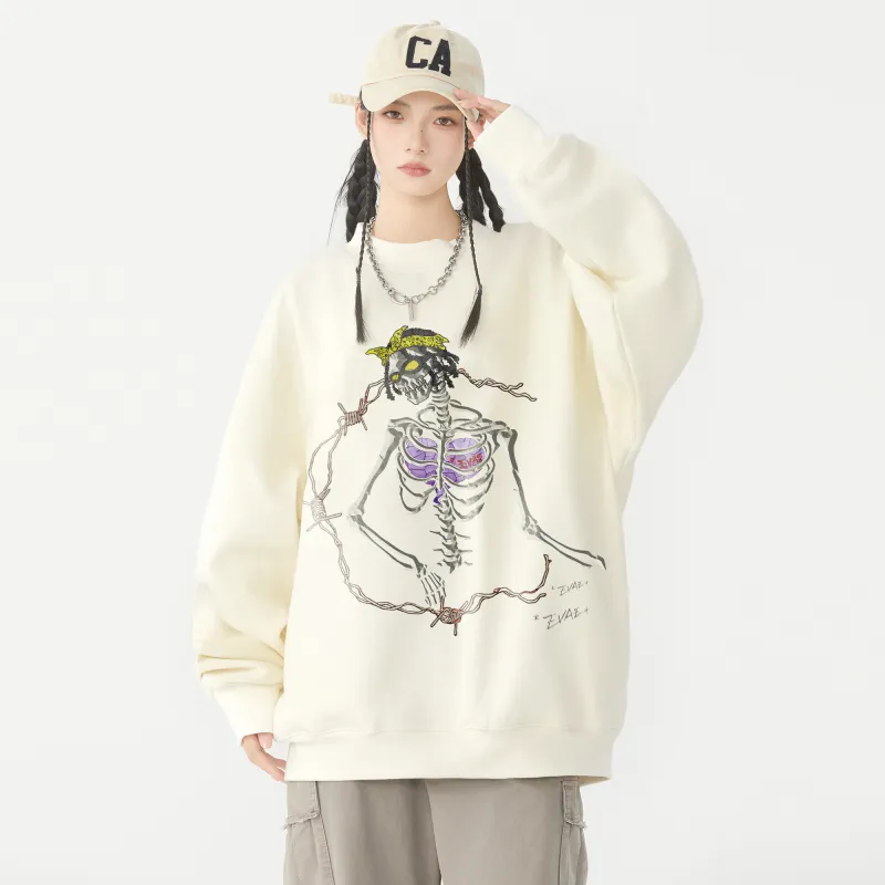 *EVAE+MOB Dreadlocks Model Skull Collection Sweatshirt Unisex-13