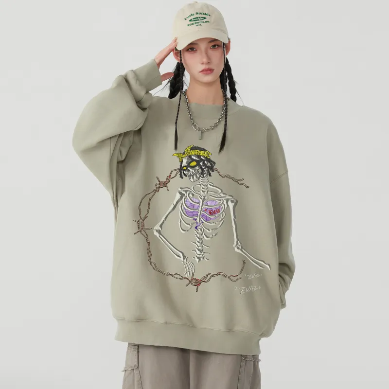 *EVAE+MOB Dreadlocks Model Skull Collection Sweatshirt Unisex-19