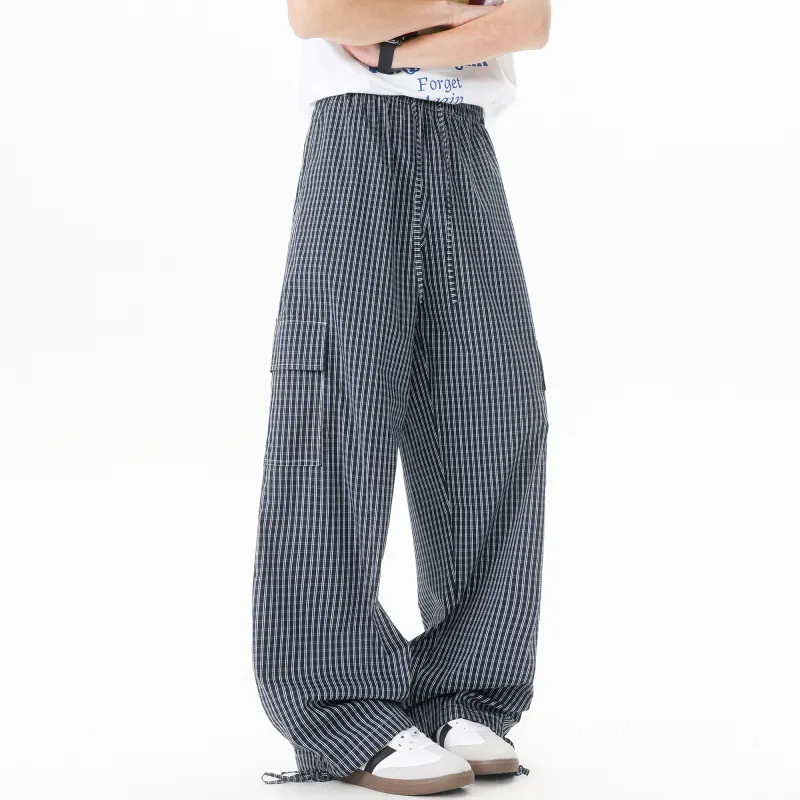 *EVAE+MOB Cargo Pants Unisex Black Plaid-11