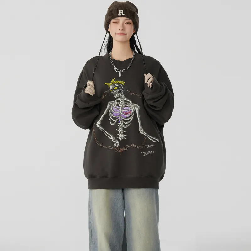 *EVAE+MOB Dreadlocks Model Skull Collection Sweatshirt Unisex-7