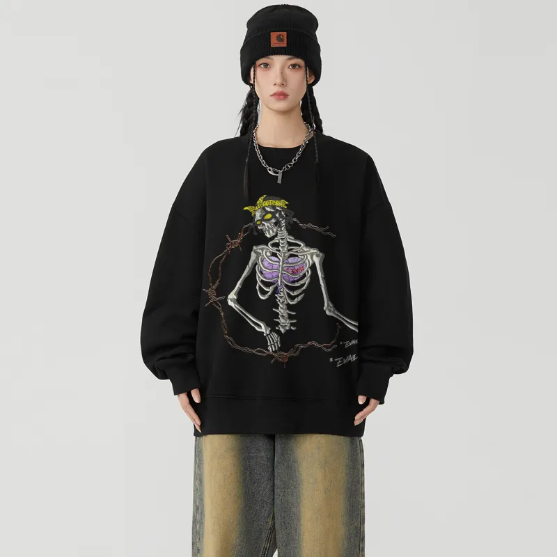 *EVAE+MOB Dreadlocks Model Skull Collection Sweatshirt Unisex-1