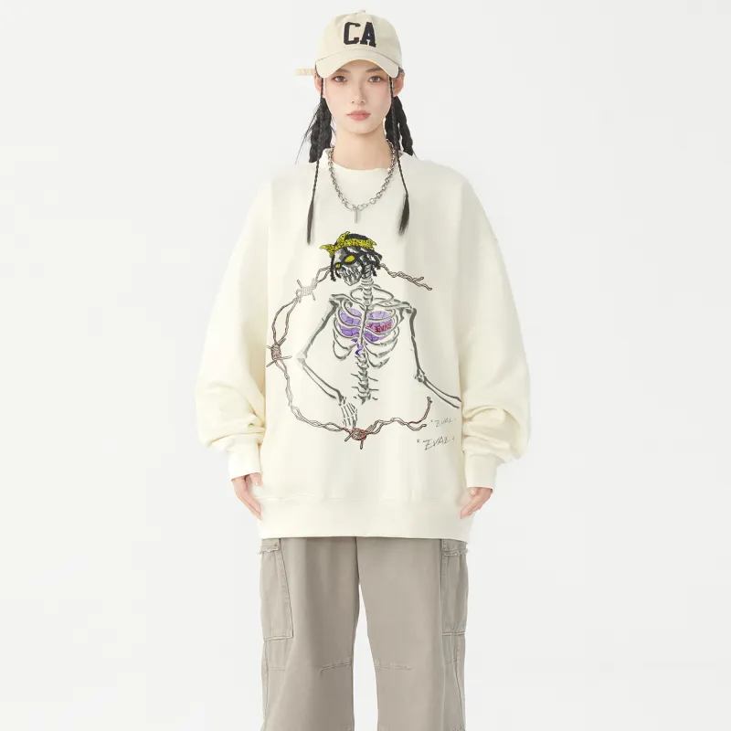 *EVAE+MOB Dreadlocks Model Skull Collection Sweatshirt Unisex-14