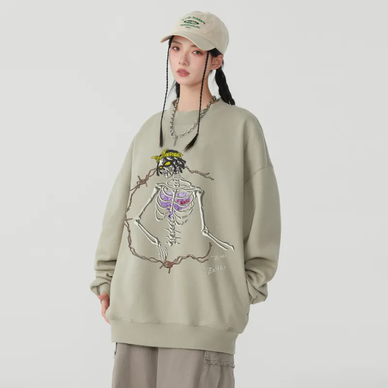 *EVAE+MOB Dreadlocks Model Skull Collection Sweatshirt Unisex-20