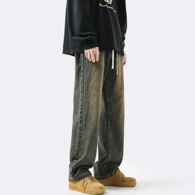 *EVAE+MOB Jeans Unisex Distressed Mud Yellow-5