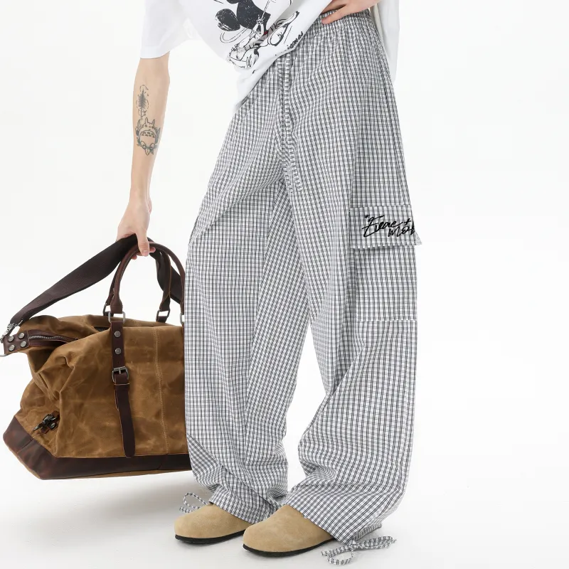 *EVAE+MOB Cargo Pants Unisex Black Plaid-5