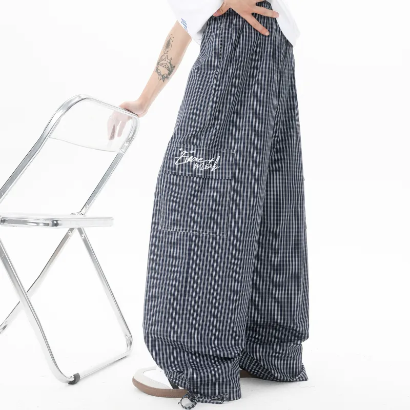 *EVAE+MOB Cargo Pants Unisex Black Plaid-9