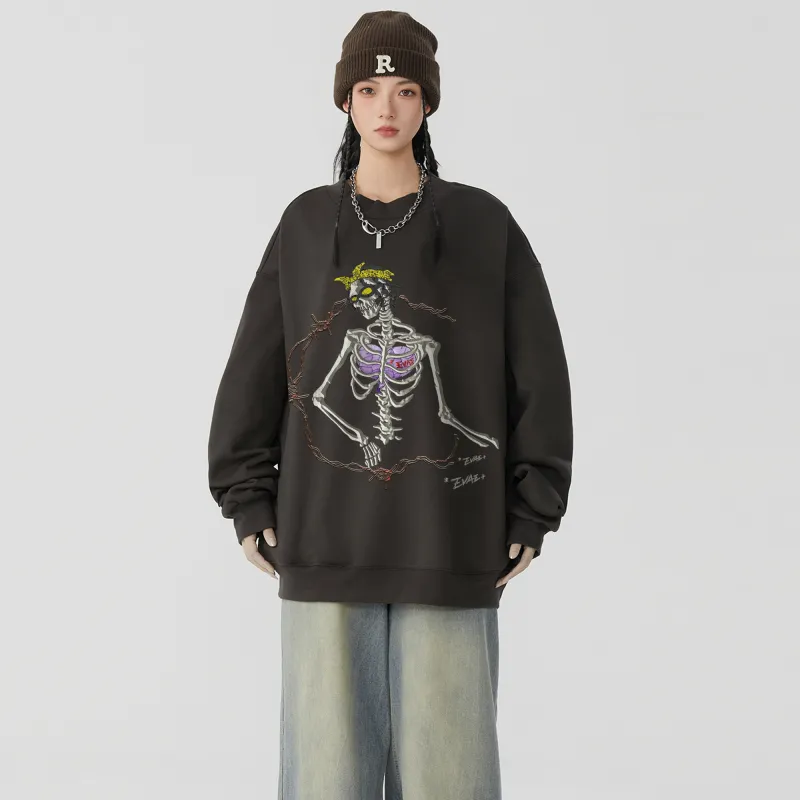 *EVAE+MOB Dreadlocks Model Skull Collection Sweatshirt Unisex-8