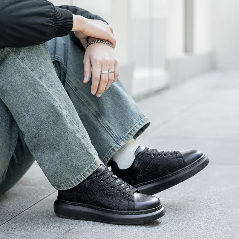 MR.A Remake Low Top Skateboard Shoes Men's Black Brocade-7