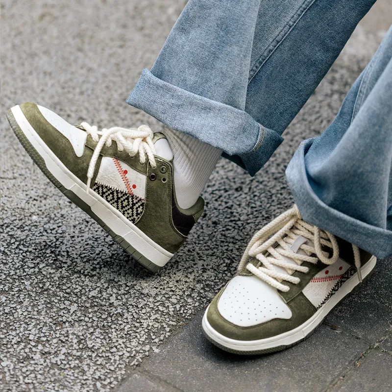 MR.A Low Top Skateboard Shoes Men's Olive Green-6