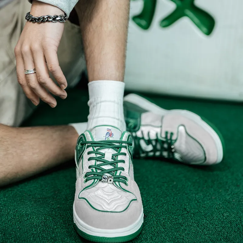 MR.A Country Style Series Low-Top Skateboard Shoes Men's White Green-5