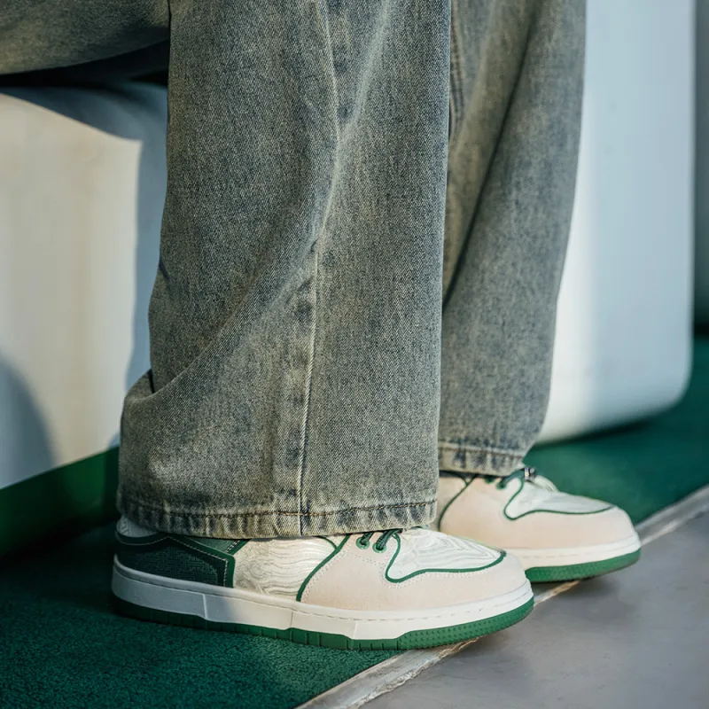 MR.A Country Style Series Low-Top Skateboard Shoes Men's White Green-7