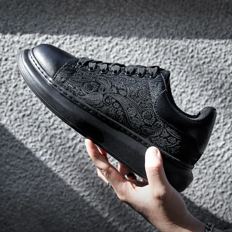 MR.A Remake Low Top Skateboard Shoes Men's Black Brocade-6