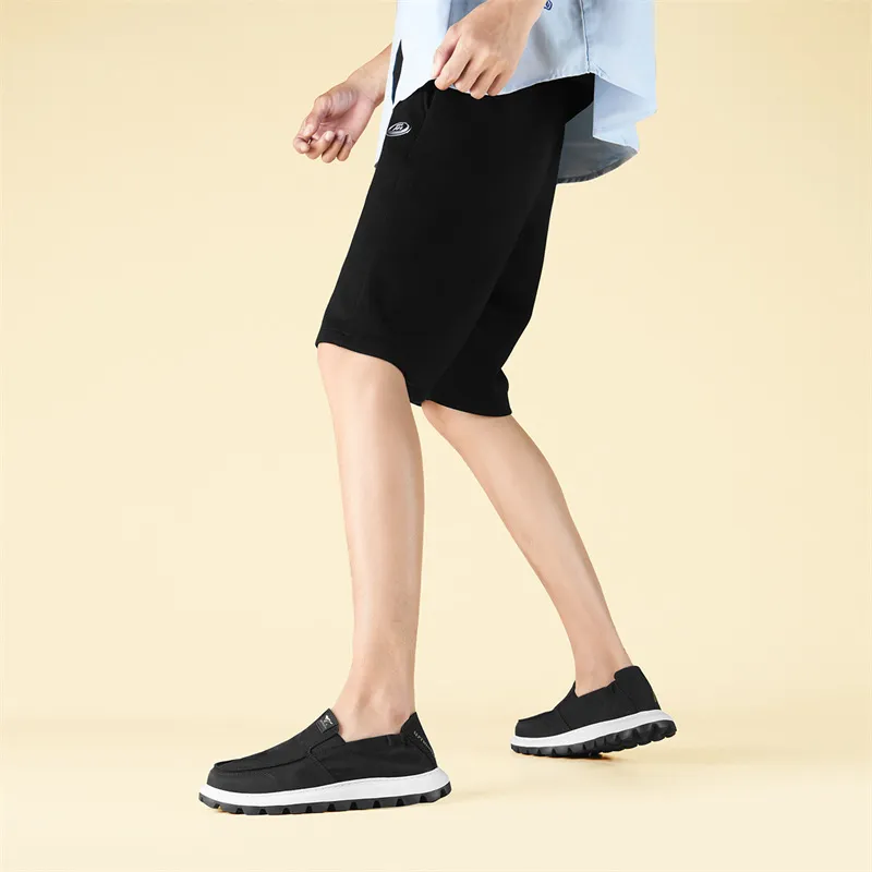 SEPTWOLVES Breathable Lightweight Low-Top Canvas Shoes Men's Black-6
