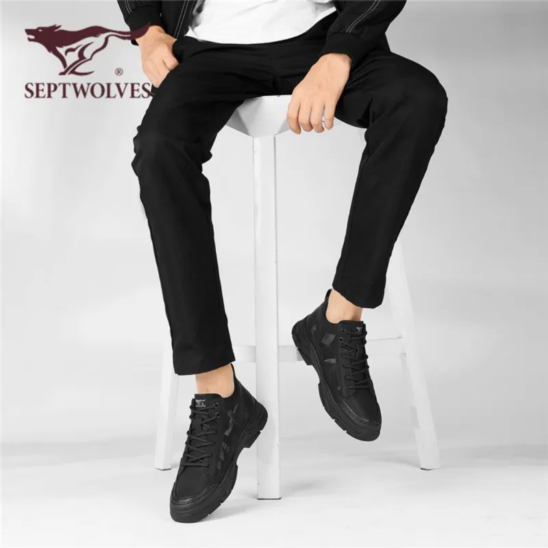 SEPTWOLVES Wear Resistant Breathable Height Increasing Mid Top Casual Shoes Men's-7